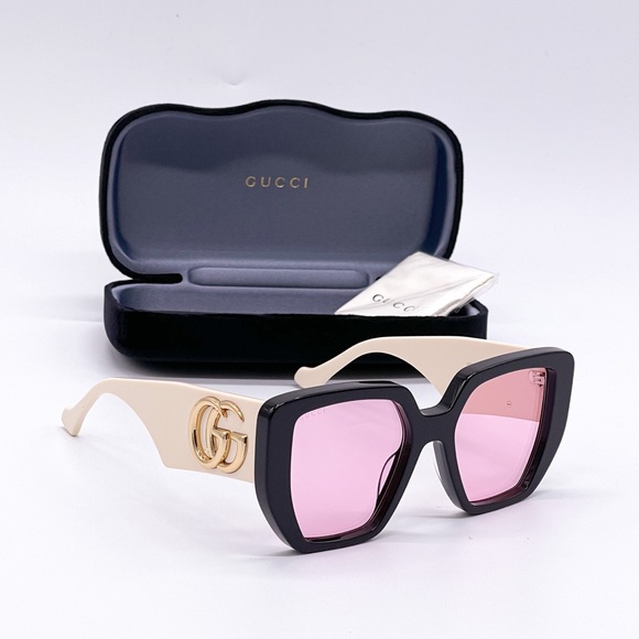 NEW GUCCI GG0956S 002 BLACK PINK WOMEN’S SUNGLASSES GUCCI NEW COLLECTION - Picture 6 of 16